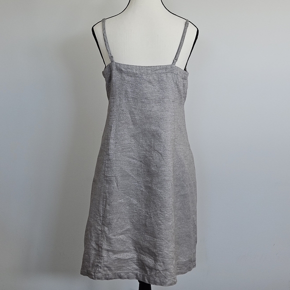 Eileen Fisher Twinkle Silver Linen Slip Dress XS - Picture 5 of 12